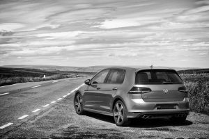 Volkswagon golf parked on county road